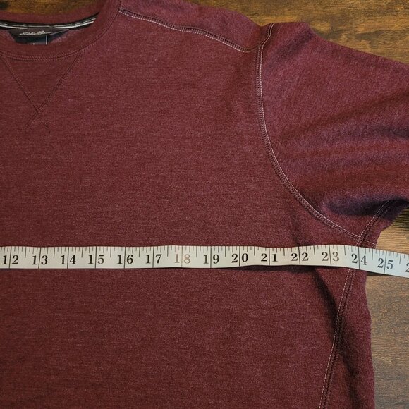Eddie Bauer Jersey Knit Shirt Mens LT Crewneck Sweatshirt Long Sleeve Burgundy - Picture 5 of 9